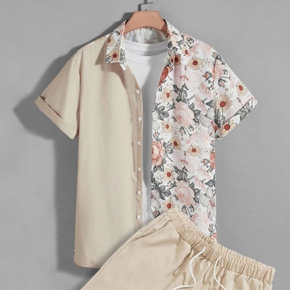 undefined Other - Vacation Style Floral Print Men's Shirt & Shorts